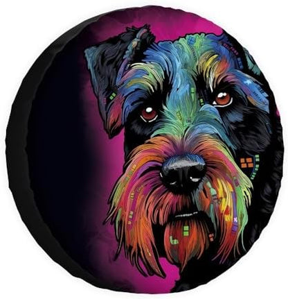 Colorful Giant Schnauzer Dog Spare Tire Cover Pet Animal Wheel Protectors by GUGLILI