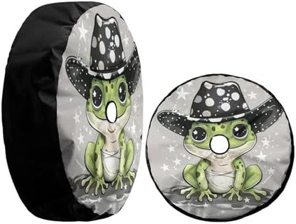 Cartoon Frog Wearing Cowboy Hat Spare Tire Cover - Image 3