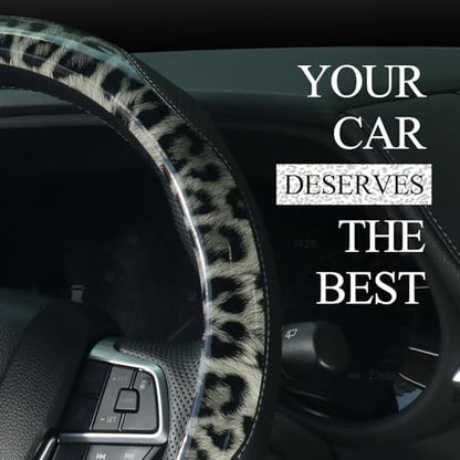 KAFEEK Black Leopard Print Steering Wheel Cover - Image 5