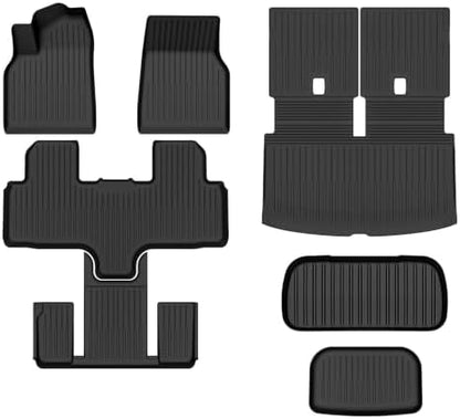 Compatible with 2026 Tesla Model Y L 6 Seater Floor Mats 3 Row TPE & Trunk Mat by ZYCHUANGYING