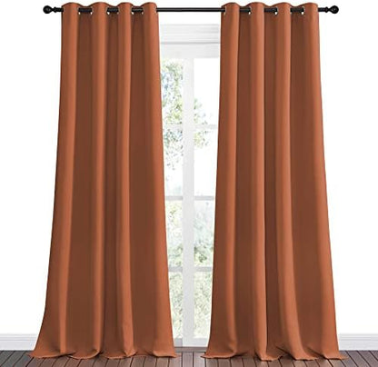 NICETOWN Blackout Curtains for Sliding Door 2 PCs 55 x 108-in Burnt Orange - Image 2