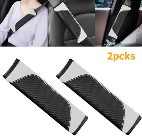 Osilly 2PCS Carbon Fiber Leather Seat Belt Shoulder Pads - Image 4