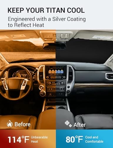 Proadsy Custom Fit 2020-2024 Nissan Titan Windshield Sun Shade, Blocks Heat - Image 3