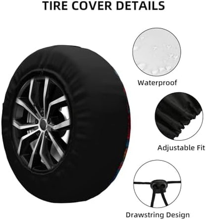 Black and White Cat Roses Spare Tire Cover Wheel Protectors - Image 4
