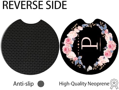 2pcs Letter P Car Coasters, Absorbent Universal neoprener Cup Holder Coasters - Image 4