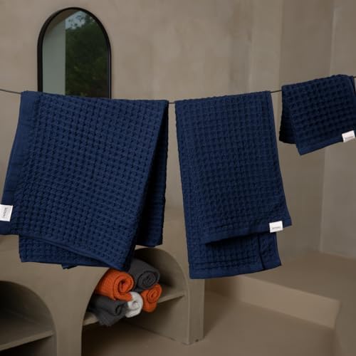 Luxury Organic Japanese Cotton Waffle Bath Towel | Thick, Quick Dry Bathroom - Image 4