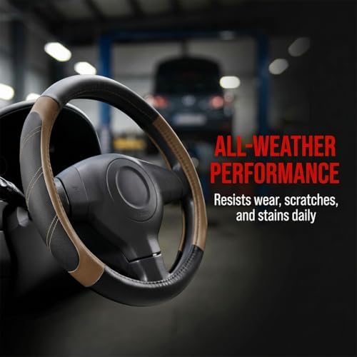 14.5-15 Inch Leather Steering Wheel Cover, Non Slip - Image 5