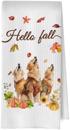 Fall Golden Retriever Kitchen Towels by Unknown