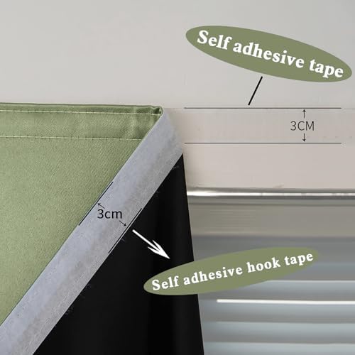 AJAZZ Self Adhesive Curtains 100% Blackout Shades Window Cover Sticky Curtain - Image 6