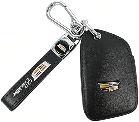 Leather Key Fob Cover for Cadillac, 5 Button Protector Case Compatible by ZERAL