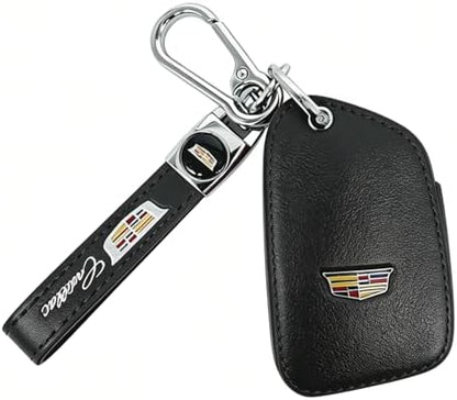 Leather Key Fob Cover for Cadillac, 5 Button Protector Case Compatible by ZERAL