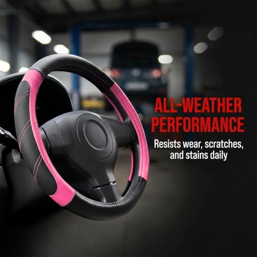 14.5-15 Inch Leather Steering Wheel Cover, Non Slip - Image 4