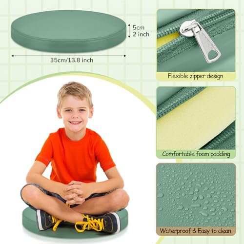 Juexica 8 Pcs Floor Cushions Kids, Matcha Color, 13.8 x 13.8 x 2 Inch - Image 2
