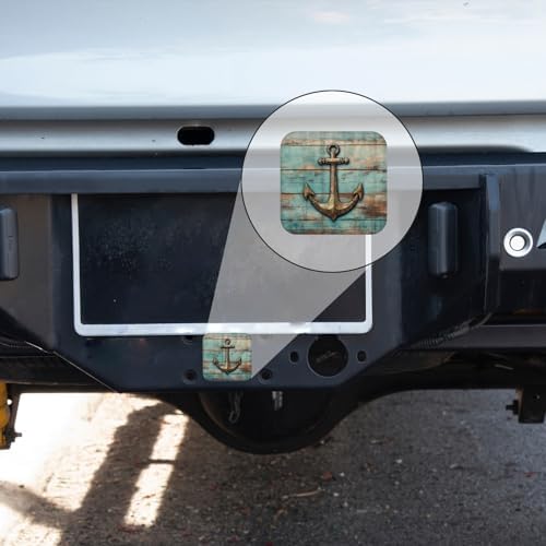 Hitch Cover Fits for 2-Inch Hitch, Rusty Anchor On A Weathered Wood Background - Image 5