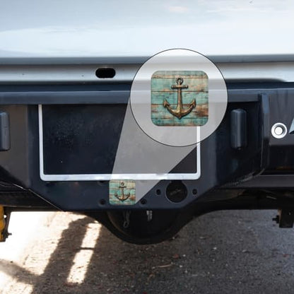Hitch Cover Fits for 2-Inch Hitch, Rusty Anchor On A Weathered Wood Background - Image 5