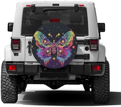 Rainbow Butterfly Floral Spare Tire Cover Dust-Proof Wheel Tire Cover Fit - Image 2