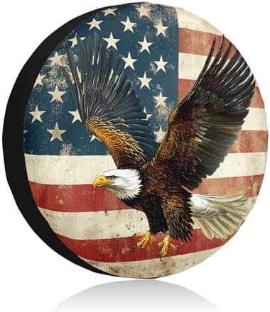 American Flag Spare Tire Cover Brown Bald Eagle Wheel Covers 16 Inch by Unknown