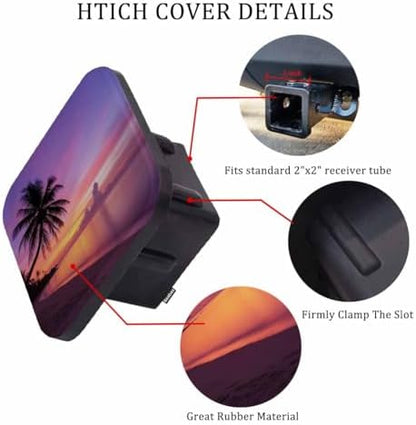 Ocean Trailer Hitch Covers Tropical Ocean Beach Palm Tree Sunset Heavy Duty - Image 3