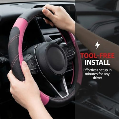 14.5-15 Inch Leather Steering Wheel Cover, Non Slip - Image 2