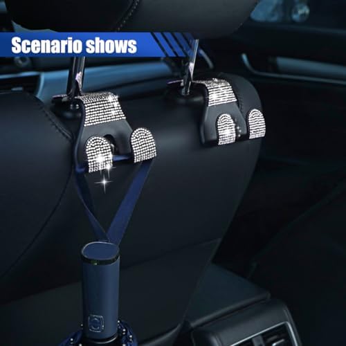2PCS Car Seat Headrest Hooks, Shiny Crystal Hanger Holder, Backseat Hanger - Image 6