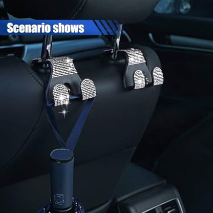 2PCS Car Seat Headrest Hooks, Shiny Crystal Hanger Holder, Backseat Hanger - Image 6