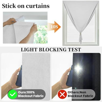 100% Blackout French Door Curtains, Room Darkening Shades Small Window Curtain - Image 2