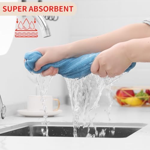 Homaxy 100% Cotton Waffle Weave Kitchen Dish Towels 4-Pack, Sky Blue - Image 3