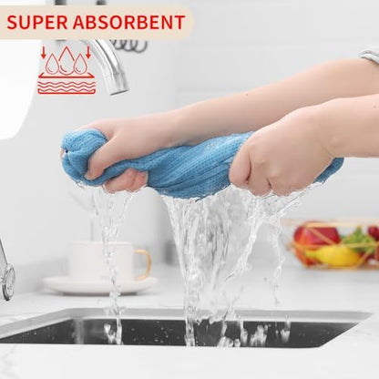 Homaxy 100% Cotton Waffle Weave Kitchen Dish Cloths 12-Pack, Sky Blue - Image 3