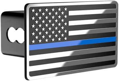 Chrome Line American Flag Metal Trailer Hitch Cover by TOEASYTY