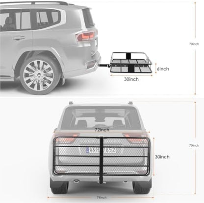 Heavy Duty Folding Hitch Cargo Carrier 70x30x6'' – 600 lbs Capacity Steel - Image 2