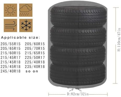 J&C Tire Cover 420D Tire Storage Bag Waterproof Spare Tire Bag Tote Protective - Image 6