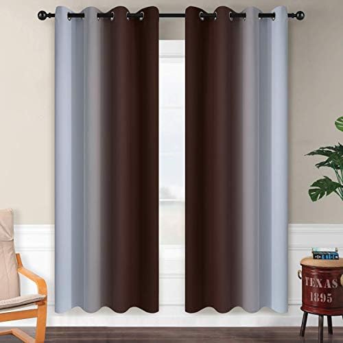 SimpleHome Ombre Brown to Grey White Curtains - Image 2