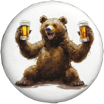 Bear with Beer Spare Tire Cover Weatherproof Universal Wheel Protectors Wheel - Image 2
