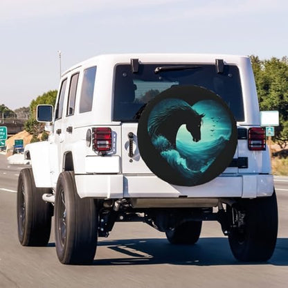 Heart-Shaped Horse Spare Tire Cover Dust-Proof Wheel Tire Cover Fit Trailer - Image 3