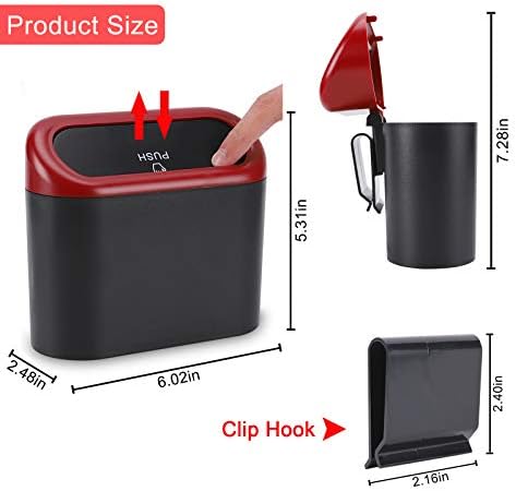 Accmor Car Trash Can with Lid, Mini Vehicle Dustbin Garbage Organizer Bin Holder - Image 2