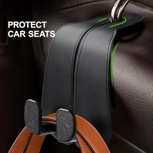 CoBak Extra Wide Car Seat Back Hooks, Premium Stitched Leather Headrest Hangers - Image 3