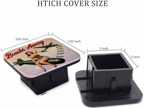 2 Inch Bombs Away Trailer Hitch Cover, Retro Pin-Up Girl Sitting On Bomb Hitch - Image 2