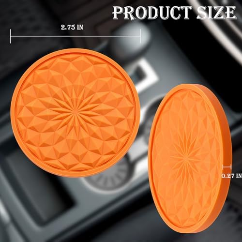 2 Pack Silicone Car Cup Holder Coaster – 2.75 Inch Non-Slip Drink Mat, - Image 2