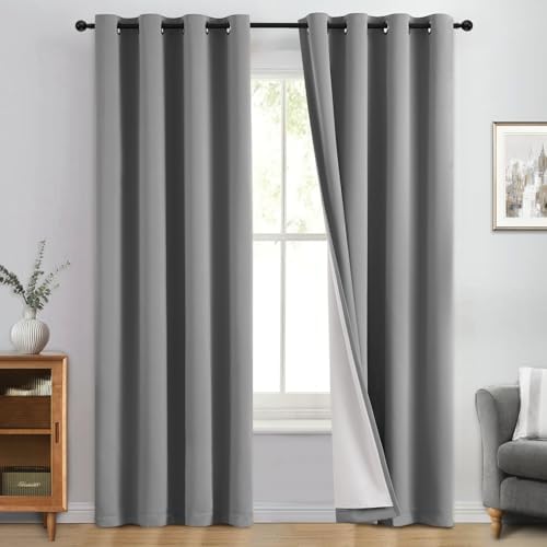Yakamok Dove Grey 100% Blackout Curtains 84 Inches Long 50" Wide 2 Panel by Yakamok