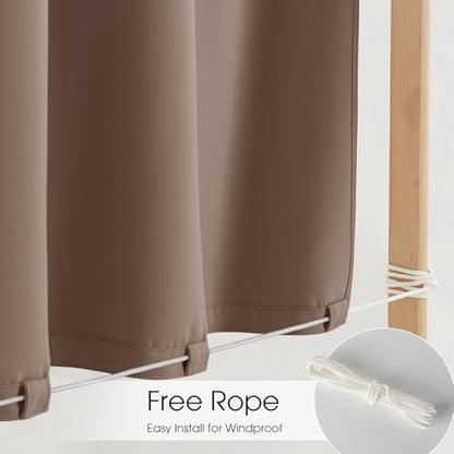 NICETOWN Fade Resistant Patio Curtains Outdoor Waterproof W84xL108 in Mocha - Image 4