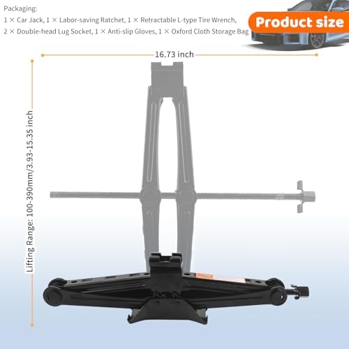 2T 4409 lbs Car Jack Kit, Heavy Duty Scissor Jacks - Image 2