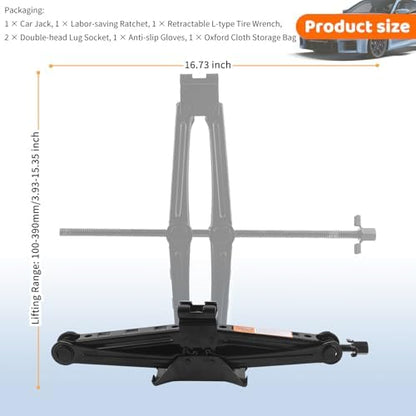 2T 4409 lbs Car Jack Kit, Heavy Duty Scissor Jacks - Image 2