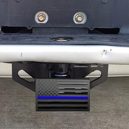 Bonrcea Thin Blue Line Heavy Duty Aluminum US Flag Trailer Hitch Cover - Image 5