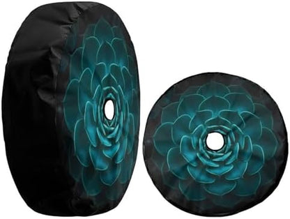 Delerain Spare Tire Cover with Backup Camera Hole Teal Cactus Wheel Covers - Image 3
