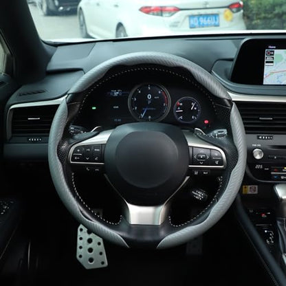 Amiss 3pcs Carbon Fiber Anti-Skid Steering Wheel Cover, Waterproof & Segmented - Image 6
