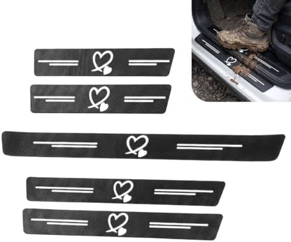 5 PCS Car Door Sill Guard Stickers, Carbon Fiber Heart Pattern Car Door Sill by Unknown