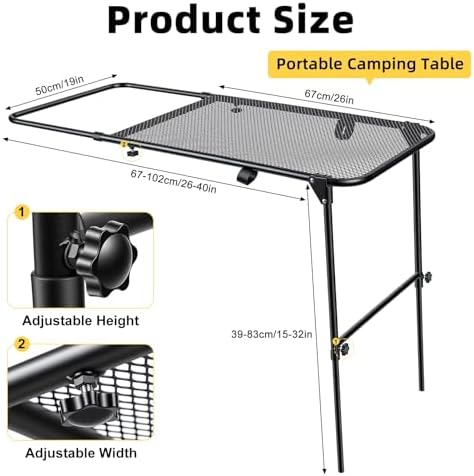 Camping Table for Tire Mount, Unfolded Size 40x19.7x32.7 Inches Portable - Image 2