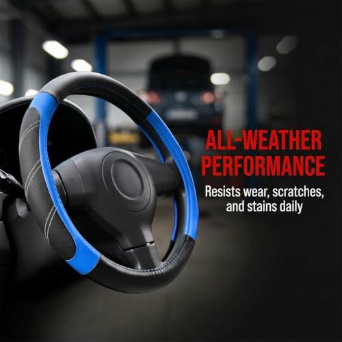 14.5-15 Inch Leather Steering Wheel Cover, Non Slip - Image 5