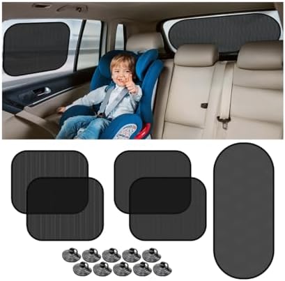 5PCS Car Window Sunshade with Suction Cup, Mesh Vehicle Side and Rear Window by Guilcam