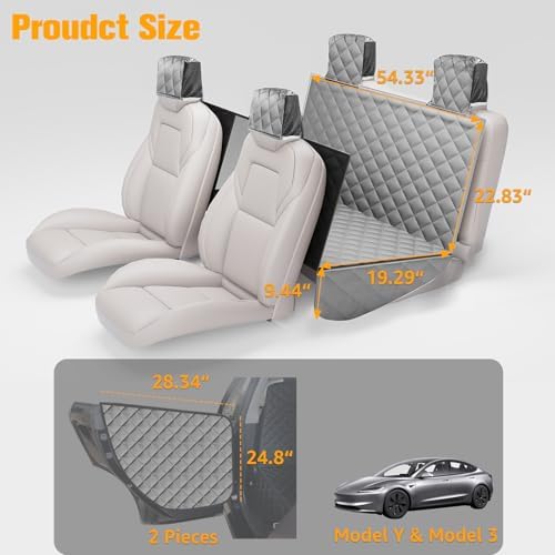PETICON Dog Seat Cover for Tesla Model 3 & Y Back Seat + 2 Door Protectors - Image 4